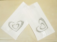 Wedding - Christening Cake Bags - Silver Heart in Heart x 100 Bulk Pack